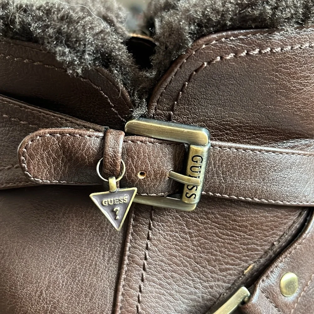 GUESS Women's Kavin Brown Buckle Lug Sole Ankle Boots